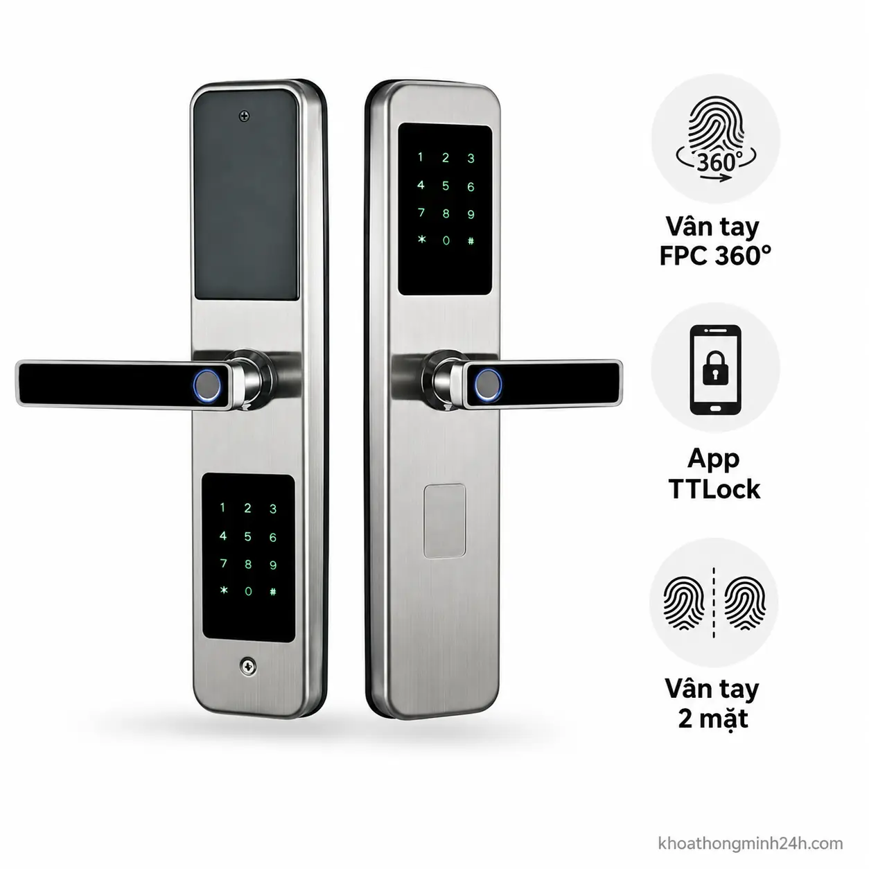 Khóa cửa gỗ thông minh GT22DT 2 mặt vân tay